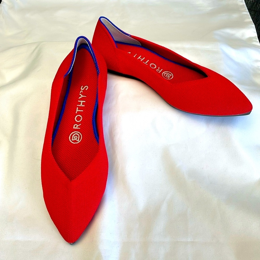 Rothy’s Women’s Slip On Shoes Red The Point Flat EUC